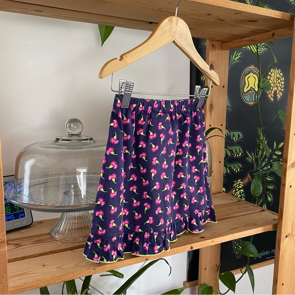 Oscar de La Renta Blue Pink Floral Print Ruffle Skirt 6 - Picture 5 of 11